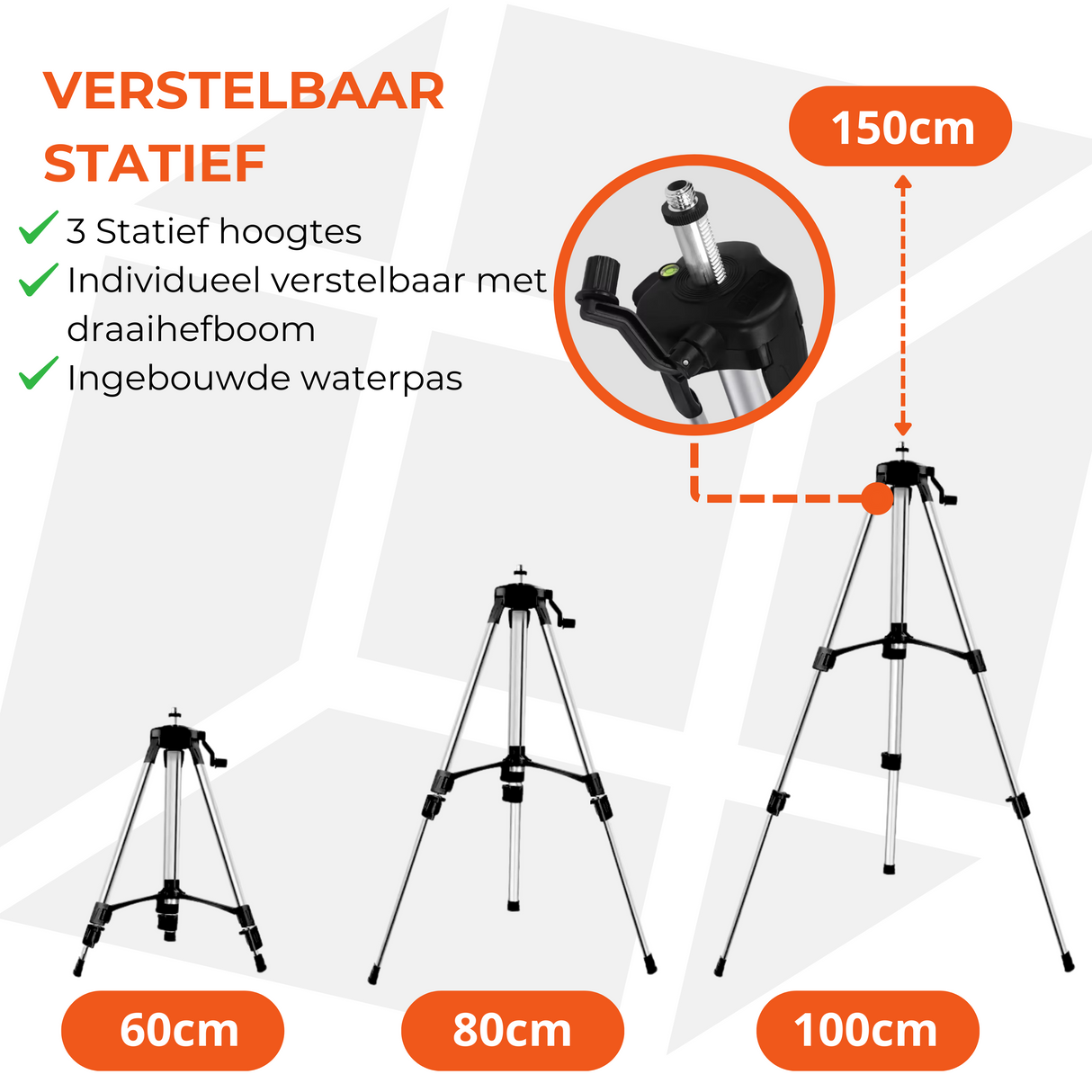 Stativ mit 1/4´´ Gewinde - Drehbar bis 360° - Einstellbar bis 1,5M