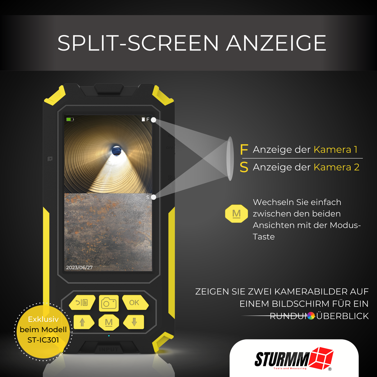 Endoscoop ST-IC301 - Inspectiecamera met dubbele camera - 10 Meter kabel (kopie)