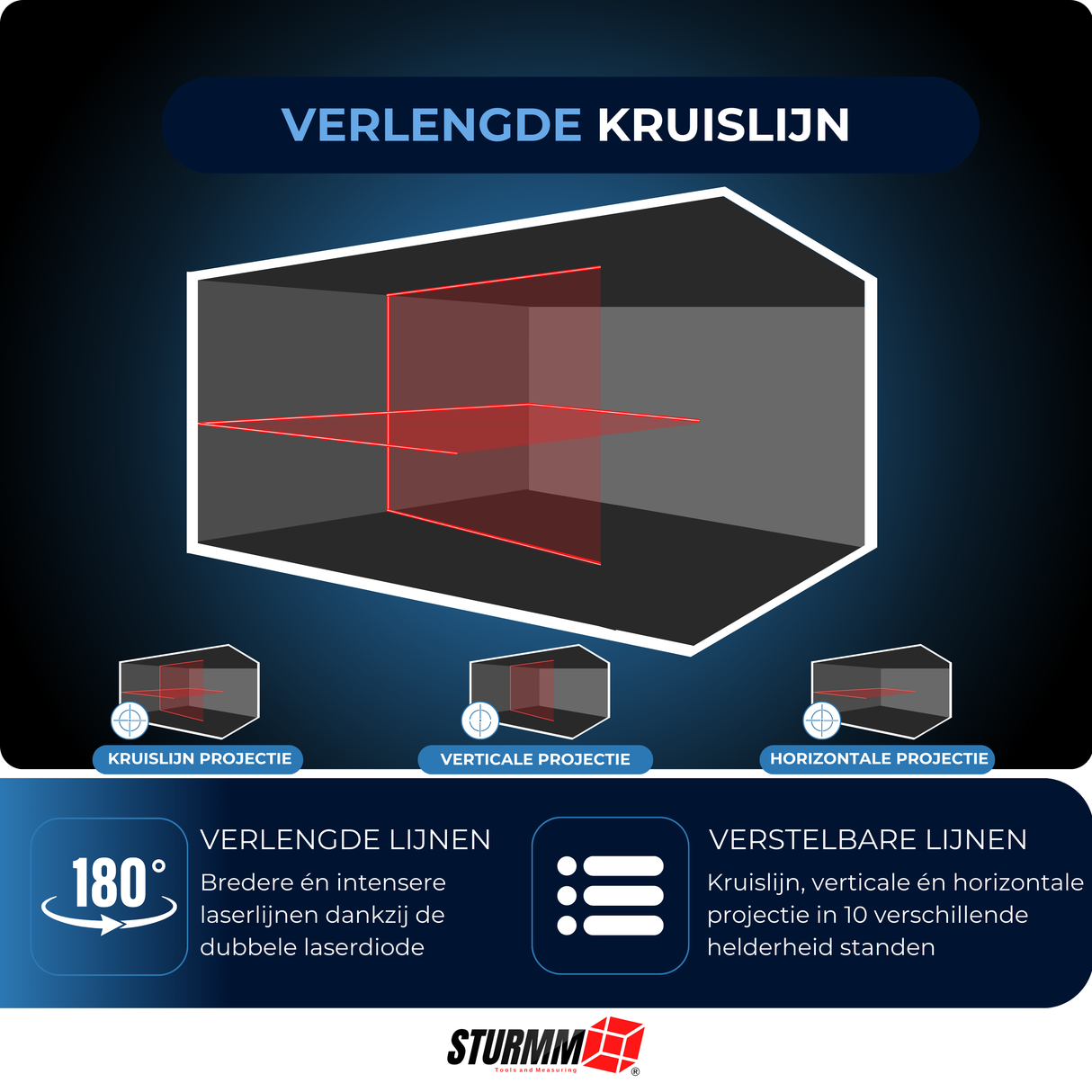 Kreuzlinienlaser LL-A700 - Zwei verstellbare Linien - Roter Laser
