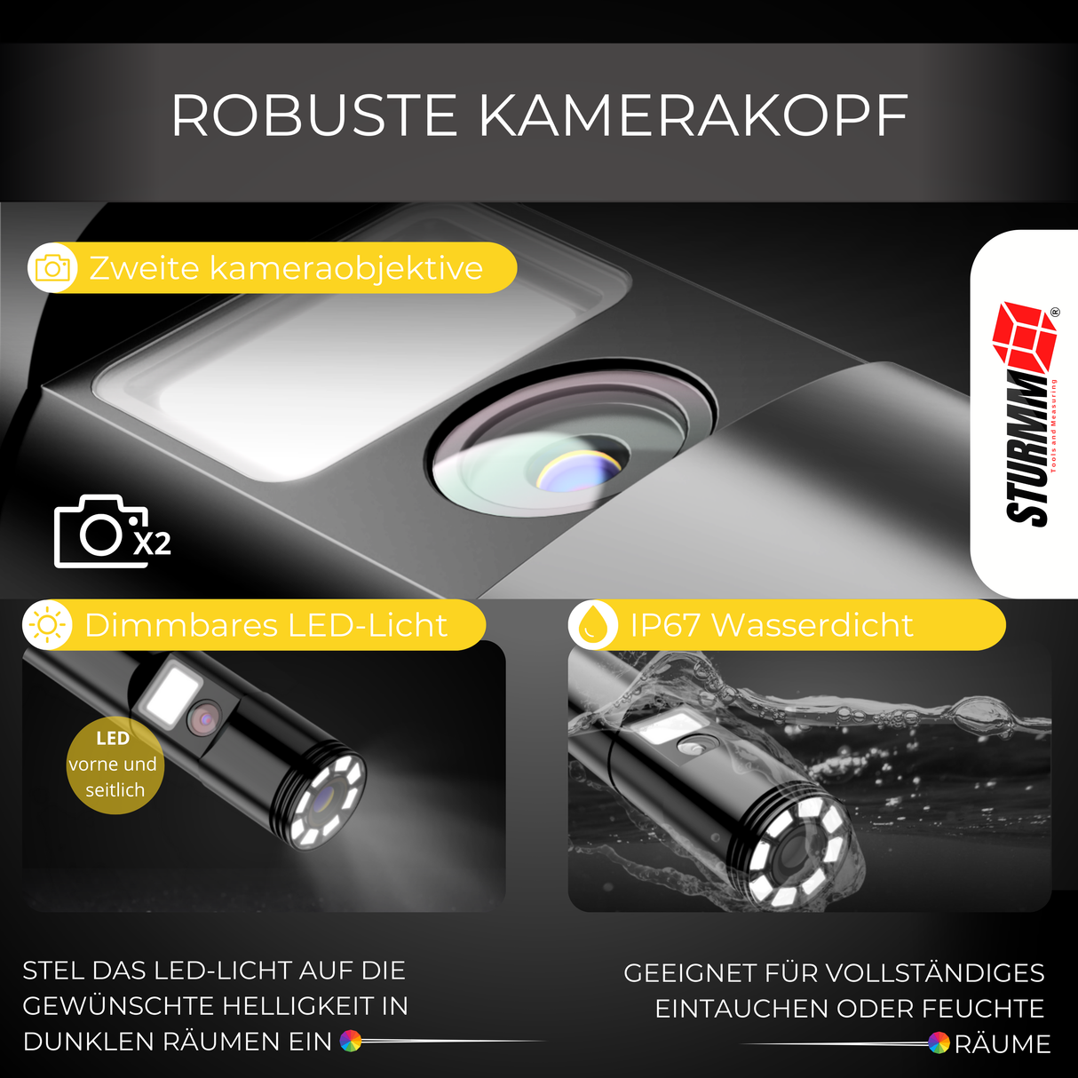 Endoscoop ST-IC301 - Inspectiecamera met dubbele camera - 10 Meter kabel (kopie)