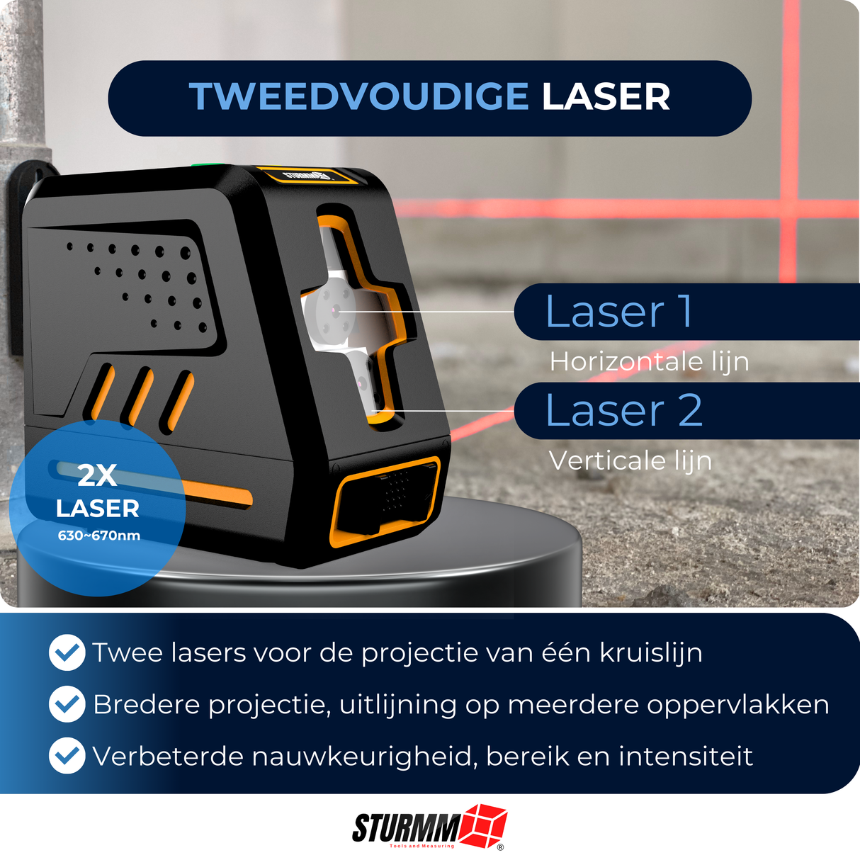 Kreuzlinienlaser LL-A700 - Zwei verstellbare Linien - Roter Laser